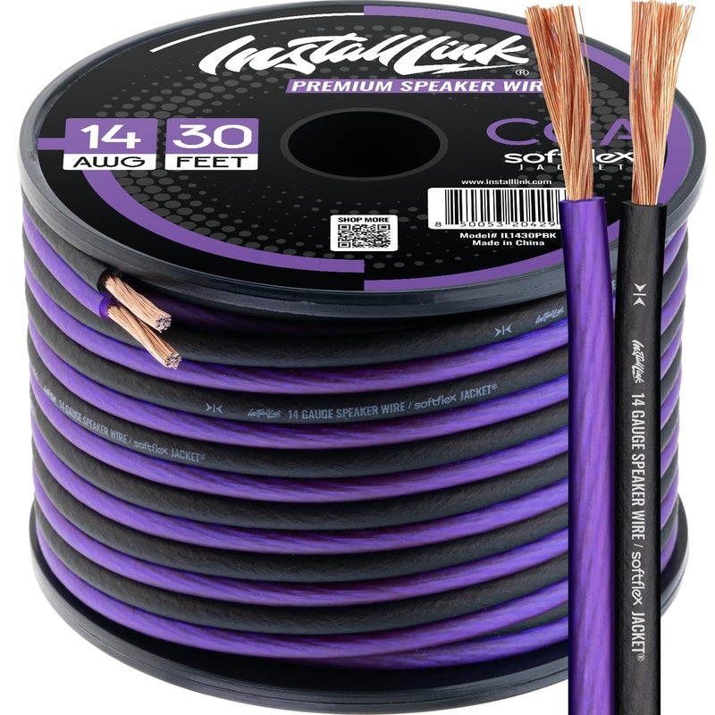 Install Link 14 AWG Gauge Speaker Wire Cable (30 Feet) Stereo, Car or Home Theater, CCA - Image 1